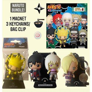 Naruto shippuden 4 item bundle, 1 magnet, 3 keychains